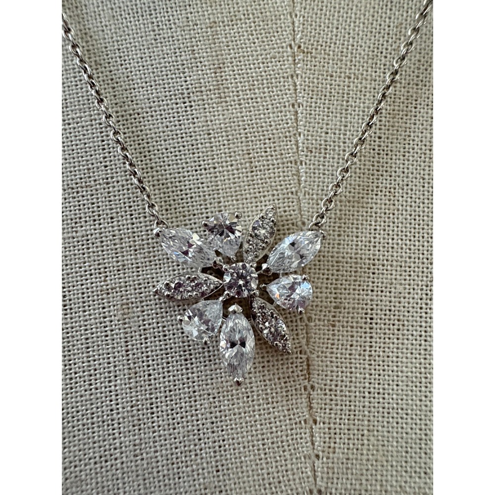 Nadri Flower Pendant Necklace 16-18in Silver Cubic Zirconia AN38049RCZ Coquette